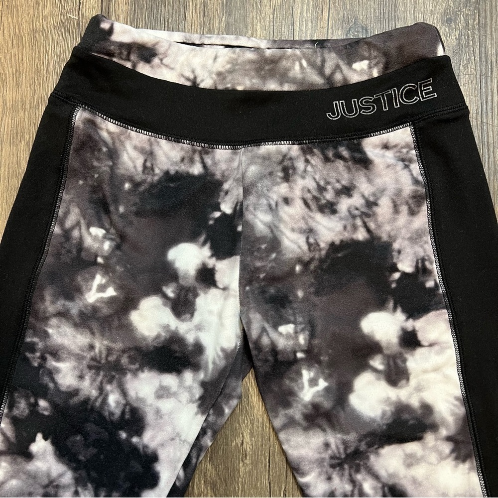 Justice Tie Dye Marble Black and White Stretch Leggings Mid Waist Girls 12 - Picture 4 of 6